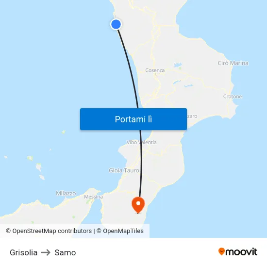 Grisolia to Samo map