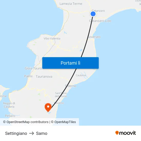 Settingiano to Samo map