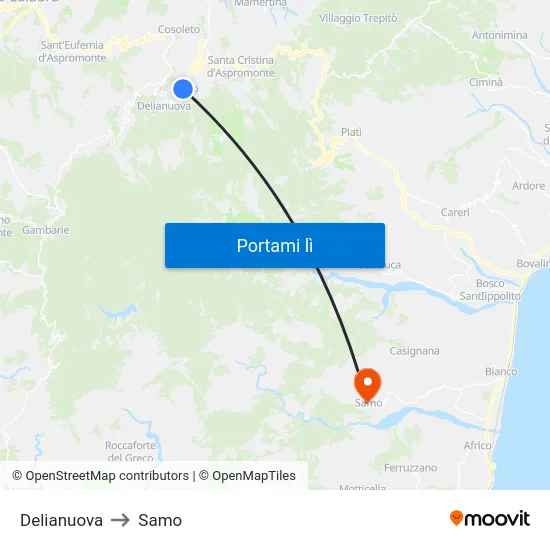 Delianuova to Samo map
