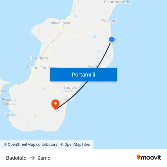 Badolato to Samo map