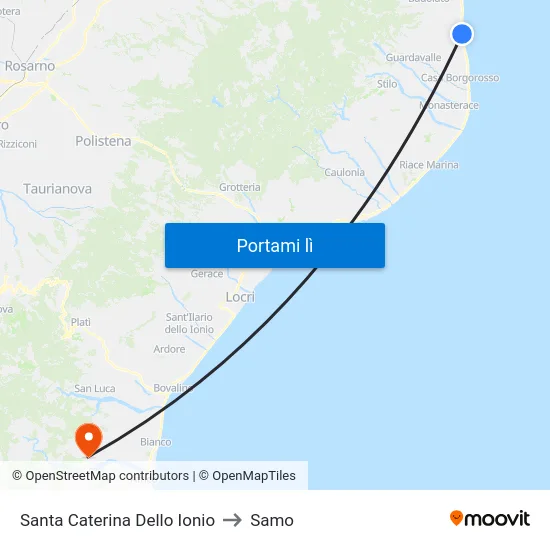 Santa Caterina Dello Ionio to Samo map