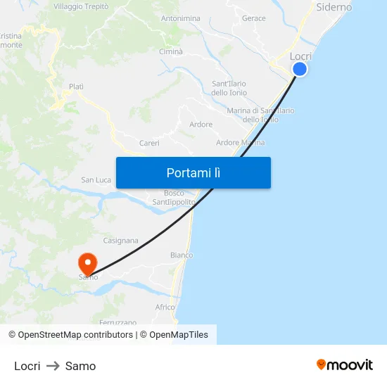 Locri to Samo map