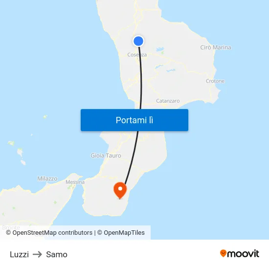 Luzzi to Samo map