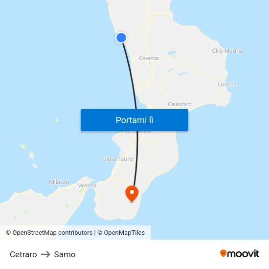 Cetraro to Samo map