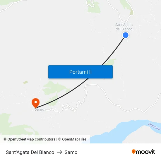 Sant'Agata Del Bianco to Samo map