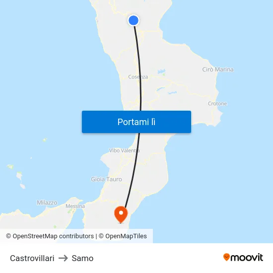 Castrovillari to Samo map