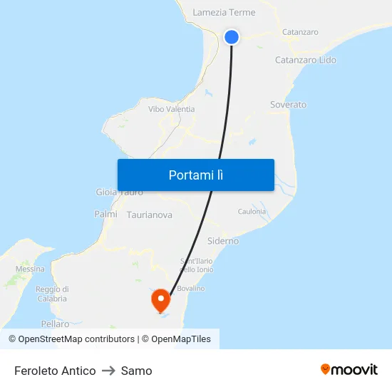 Feroleto Antico to Samo map