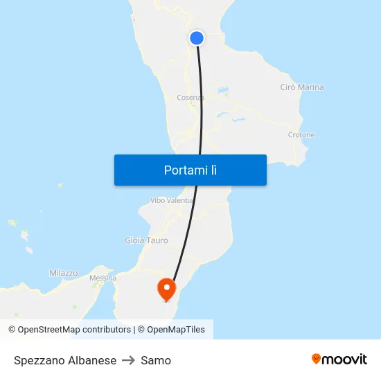 Spezzano Albanese to Samo map