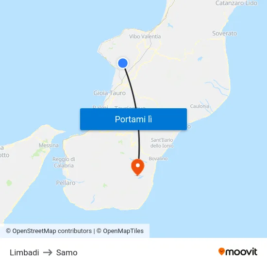 Limbadi to Samo map