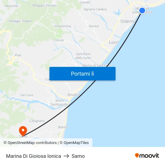 Marina Di Gioiosa Ionica to Samo map