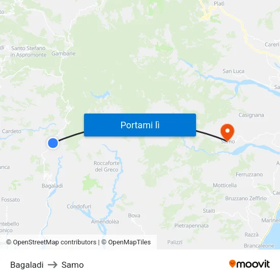 Bagaladi to Samo map