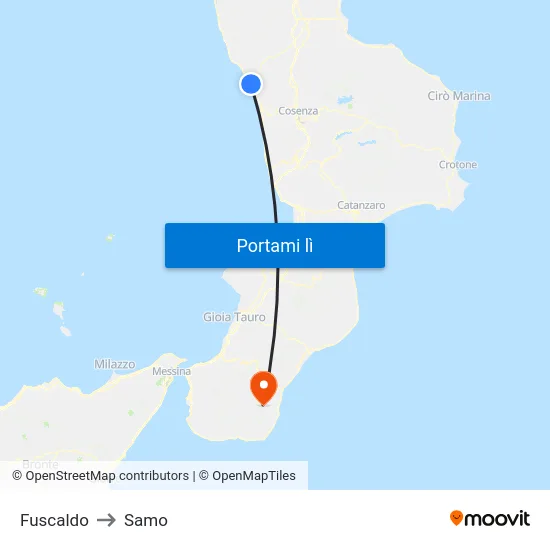 Fuscaldo to Samo map