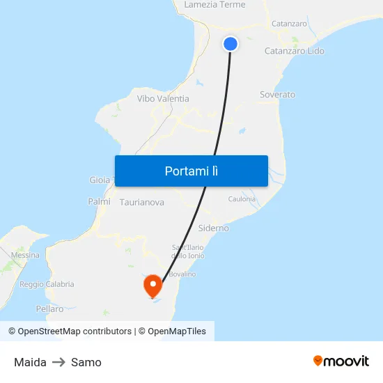 Maida to Samo map