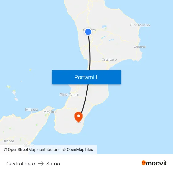 Castrolibero to Samo map