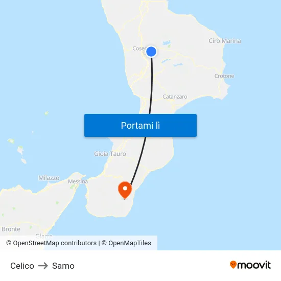 Celico to Samo map