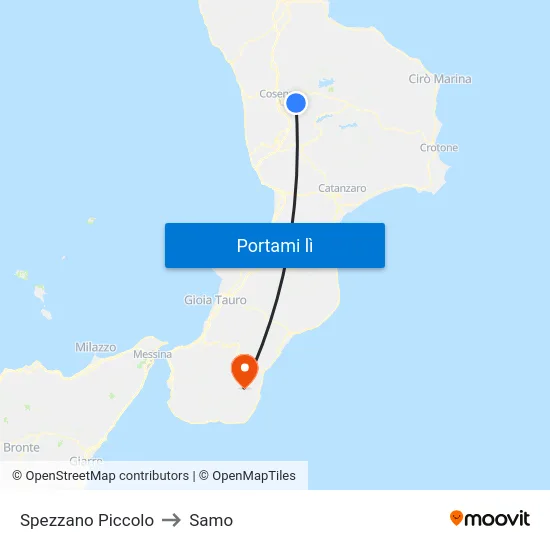 Spezzano Piccolo to Samo map