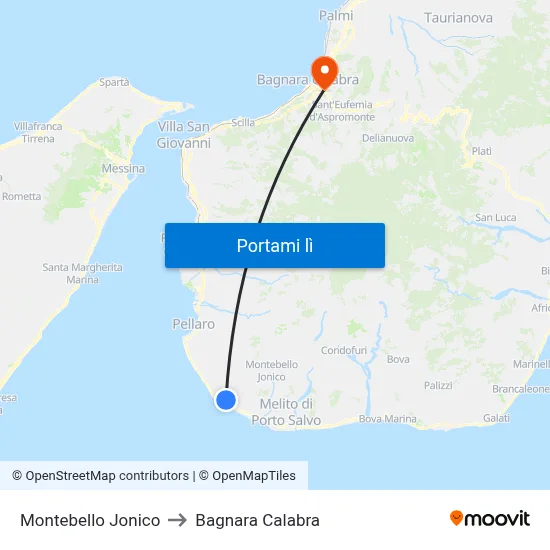 Montebello Jonico to Bagnara Calabra map