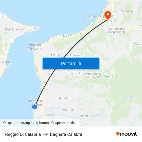 Reggio Di Calabria to Bagnara Calabra map