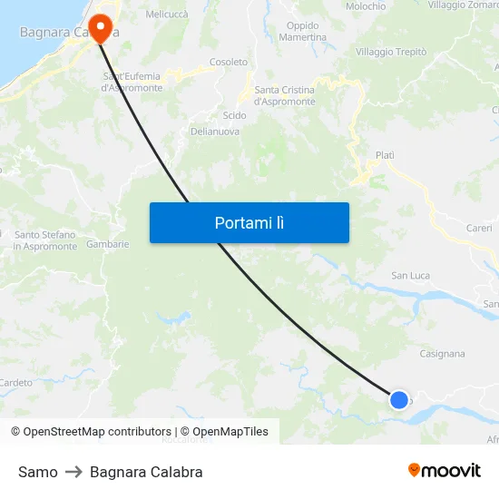 Samo to Bagnara Calabra map