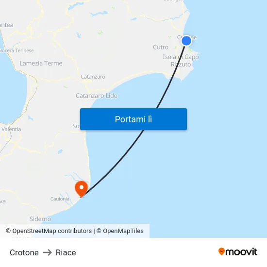 Crotone to Riace map