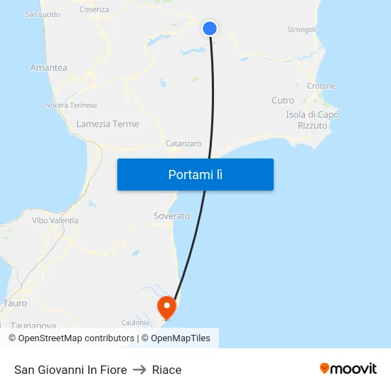 San Giovanni In Fiore to Riace map