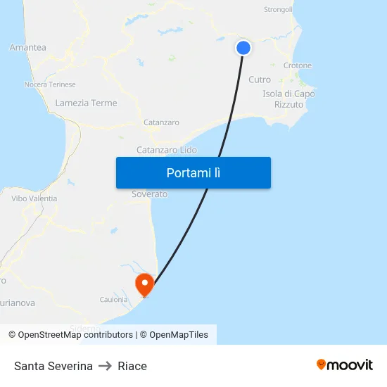 Santa Severina to Riace map