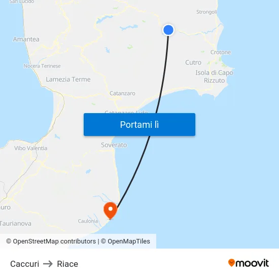 Caccuri to Riace map