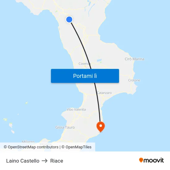 Laino Castello to Riace map