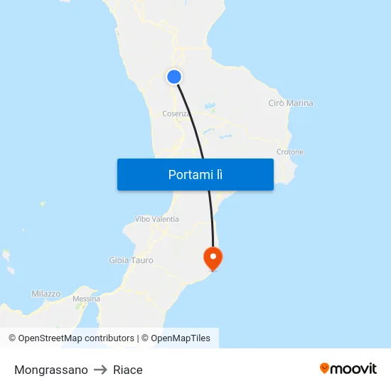 Mongrassano to Riace map