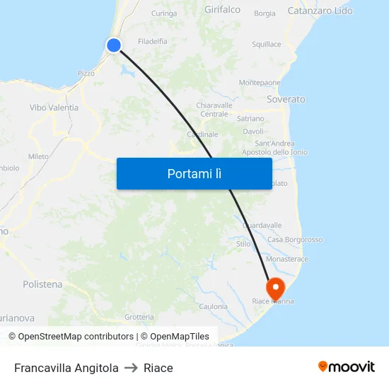 Francavilla Angitola to Riace map