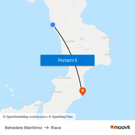 Belvedere Marittimo to Riace map