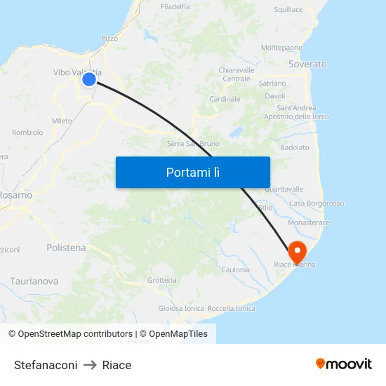 Stefanaconi to Riace map