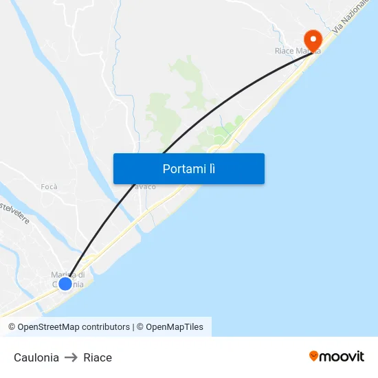 Caulonia to Riace map