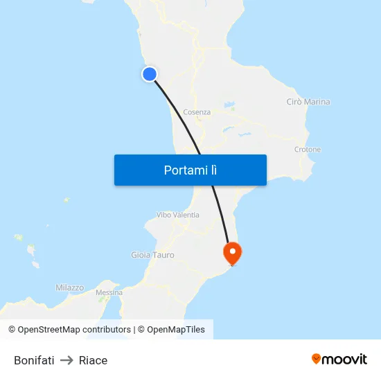 Bonifati to Riace map