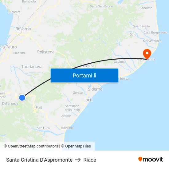 Santa Cristina D'Aspromonte to Riace map