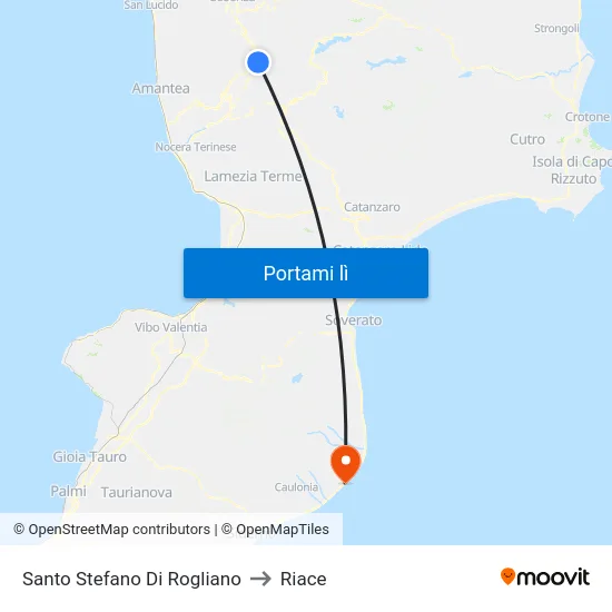 Santo Stefano Di Rogliano to Riace map