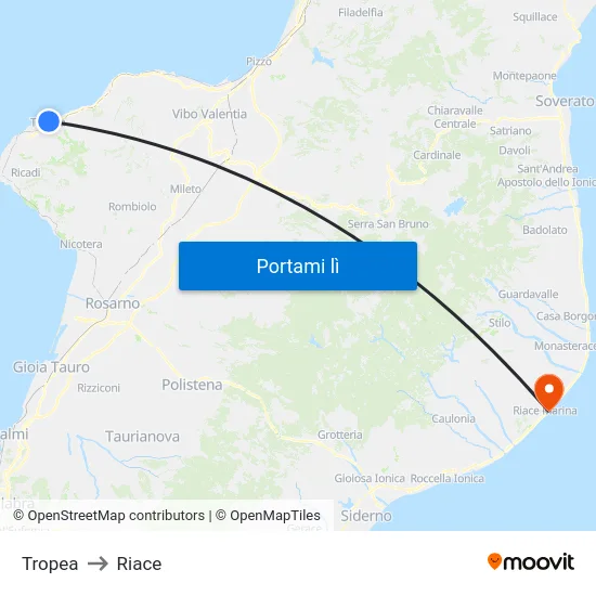 Tropea to Riace map