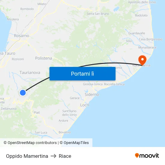 Oppido Mamertina to Riace map