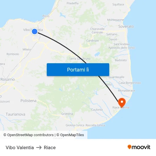 Vibo Valentia to Riace map