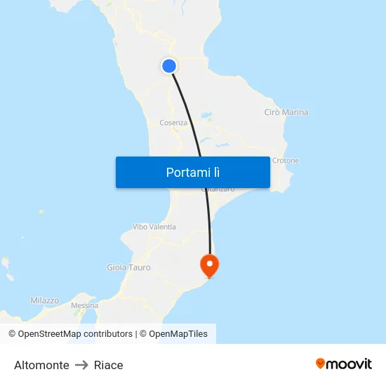Altomonte to Riace map
