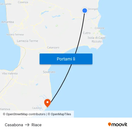 Casabona to Riace map