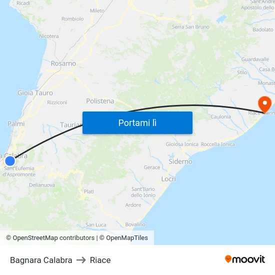 Bagnara Calabra to Riace map