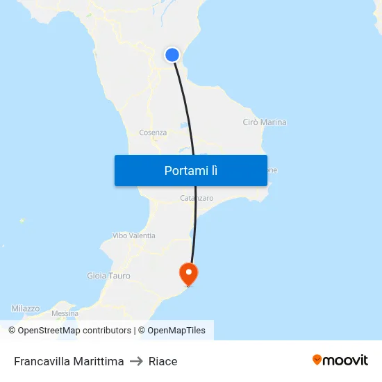 Francavilla Marittima to Riace map