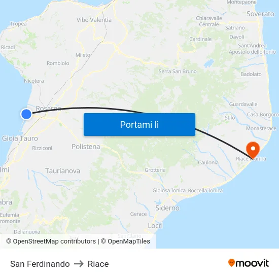 San Ferdinando to Riace map