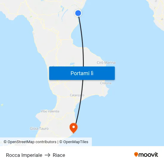 Rocca Imperiale to Riace map