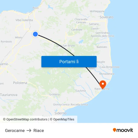 Gerocarne to Riace map