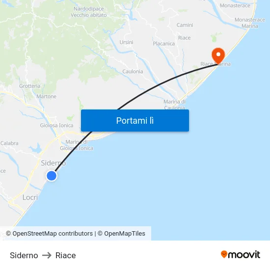 Siderno to Riace map