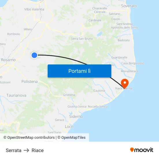 Serrata to Riace map