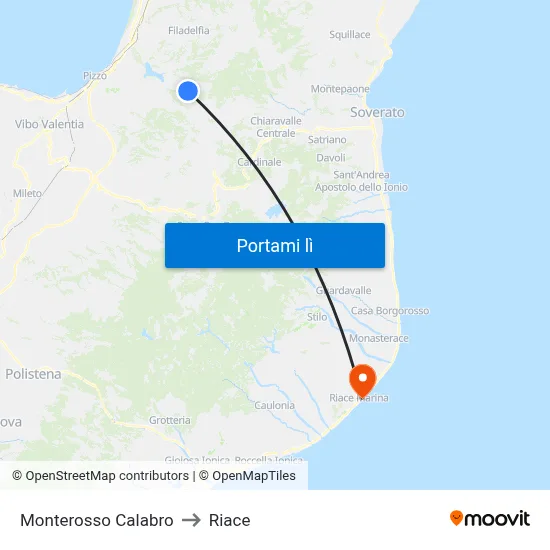 Monterosso Calabro to Riace map