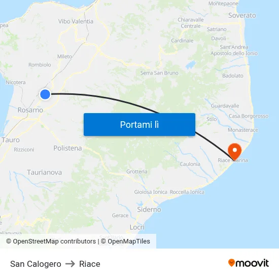 San Calogero to Riace map